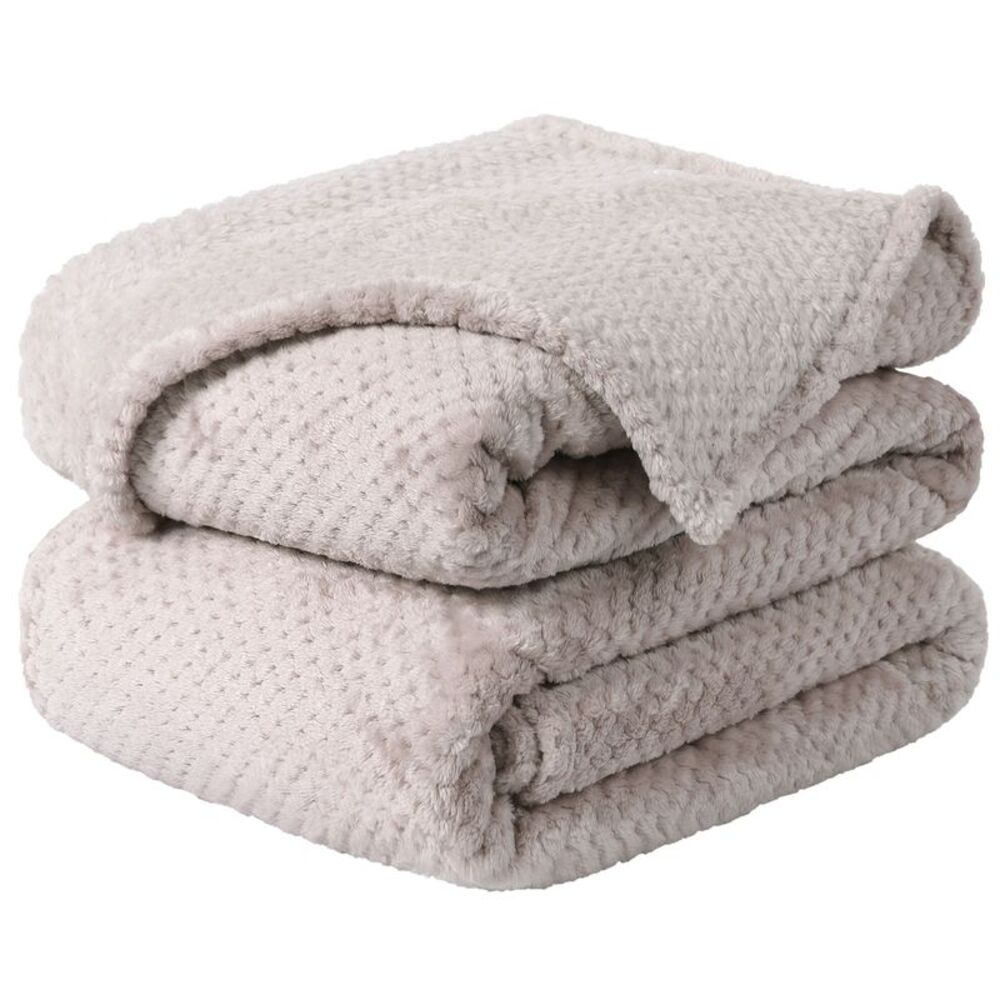 Flannel Fleece Bed Blankets Microfiber Plush 330GSM 66"x90" Camel